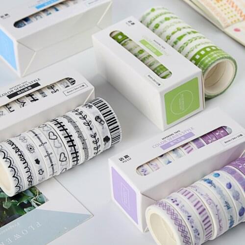 10pcs Previous sea and forest series Washi Tape Set Japanese Paper Stickers Scrapbooking flower Adhesive Washitape Stationary