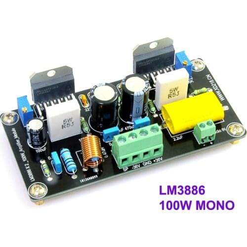 100W LM3886 Mono Power Amplifier Audio Board 2*LM3886T Parallel Class AB HiFi Sound Amplifiers Home Theater AMP