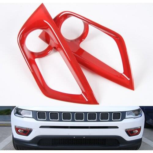 2Pcs/set Front Left and Right Fog Light Lamp Decorative Frame Trim Covers Styling Sequins Fit For 2017 Jeep Compass