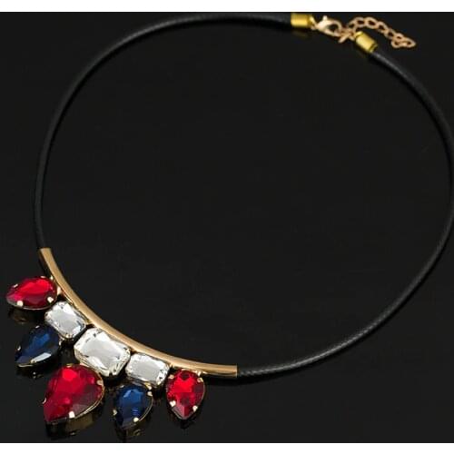 2016 Trendy Pendants Link Chain Collar Long Plated Enamel Statement Bling & Fashion Necklace for Women Jewelry #N015