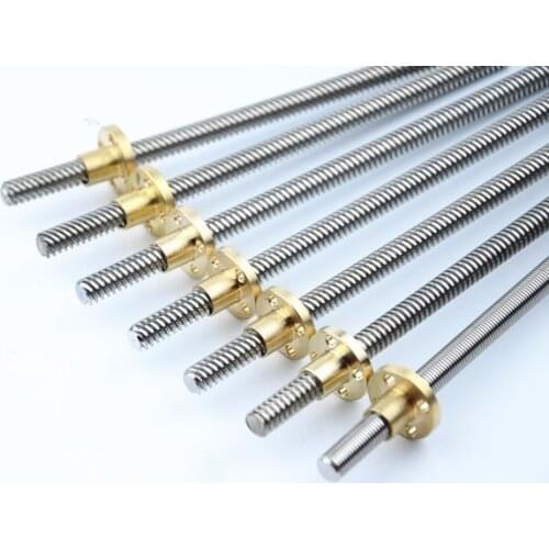 3pcs T shape screw rod T8 screw/Trapezoidal screw/Stainless steel 304 screw 250mm with Copper Nut for 3D printer for CNC