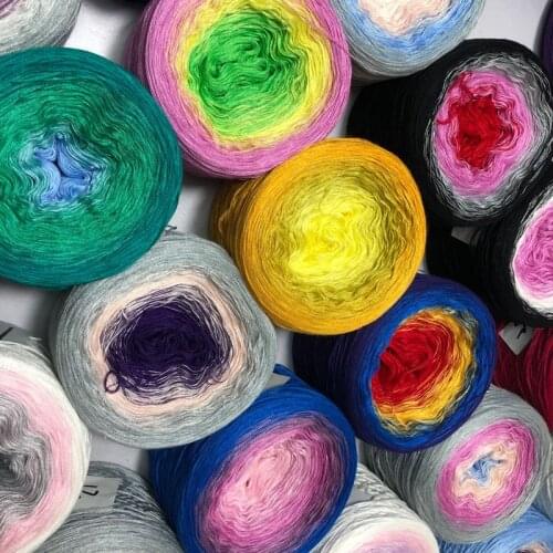 300g/ball Mercerized Cotton Hand Knitting Yarn Soft Anti-pilling Multi-color Cake Yarn for Hand Crocheting Shawl Scarf