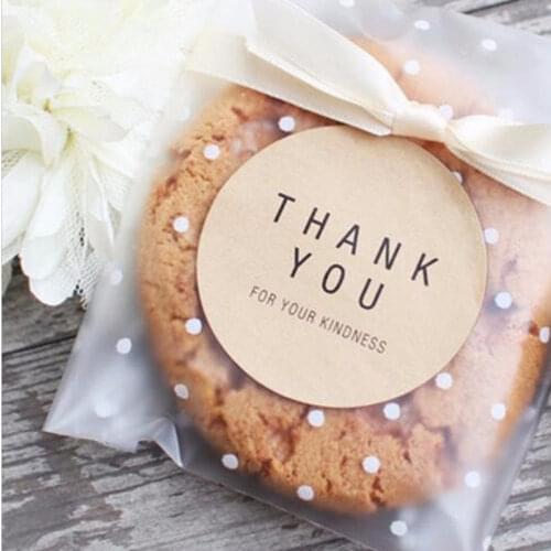 50pcs Translucent Dots Plastic Cookie Packaging Bags Cupcake Candy Wrapper Self Adhesive Bags Birthday Party Wedding Decorations