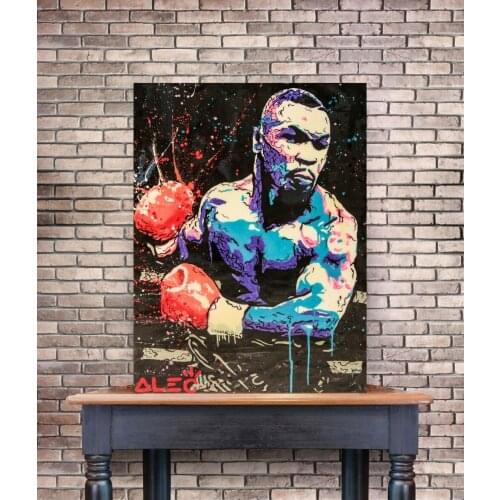 Alec Monopolys "Boxing Mike Tyson" Abstract Wall Art Oil Painting Poster Canvas Painting Print for Living Room Home Decor