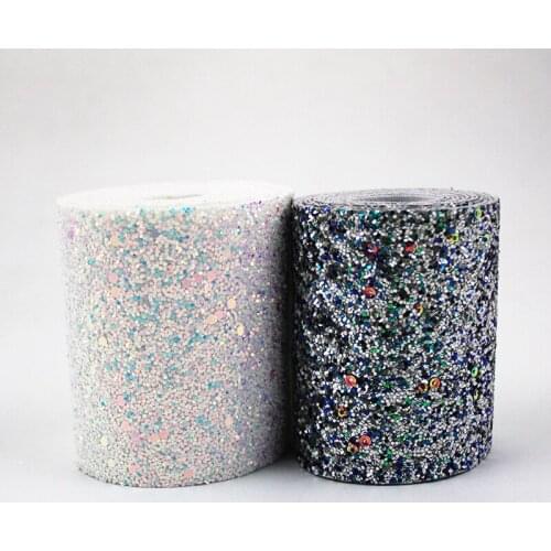 5/10 yards 3'' 75mm outer space glitter leather ribbon metallic webbing decoration tape