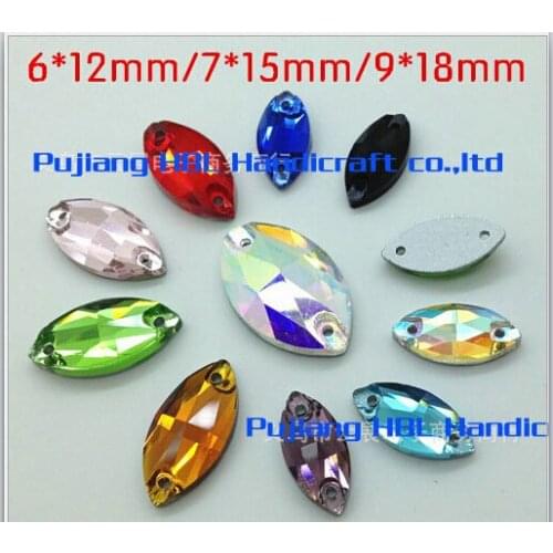 Very Shining 6x12mm Horse Eyes Shape 2Holes Crystal Glass Sewing On Rhinestones Flatback Drop Water Buttons For Dresses