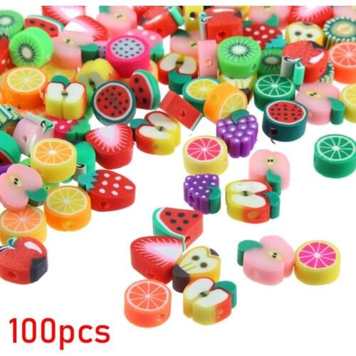 100Pcs Fruit Beads Soft pottery Clay Spacer Beads for Jewelry Making Bracelet DIY Necklace Jewelry Findings Home Handmade Craft