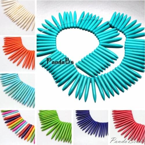 100pcs 20~50mm Natural Howlite Tusk Stone Beads For Fashion Jewelry Findings Making DIY Bracelet Necklace Accessories Dyed F50