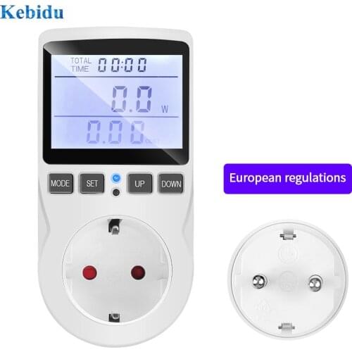 Digital Power Meter Socket EU Plug Energy Meter Current Voltage Watt Electricity Cost Measuring Monitor Power Analyzer Ele