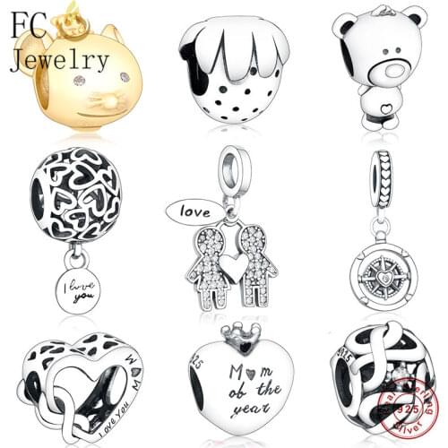 FC Jewelry Fit Original Brand Charm Bracelet 925 Silver Boy Girl Son Daughter Friend Stone Pendant Bead Making Marry Berloque