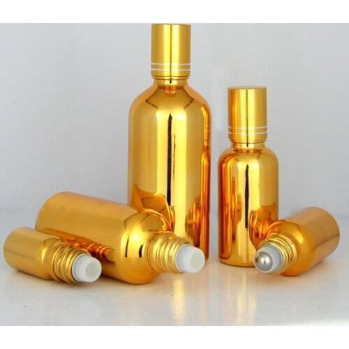 Roll on Bottle Gold 5-100ml Essential Oil Container Glass Perfume Ball Refillable Bottle Roll-on Empty Cosmetic Bottle Ornament