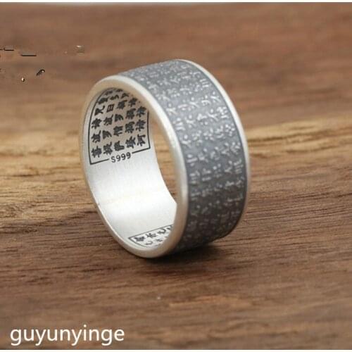 KJJEAXCMY Boutique jewelry S999 sterling silver jewelry, handmade Thai silver rings, mens sub glossy silver heart rings