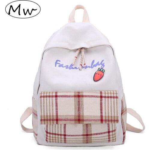 Plaid Backpack Women Printing Japanese Style Schoolbag for College Student Red/Brown Backpack for Teenage Girl Tourist Plecak