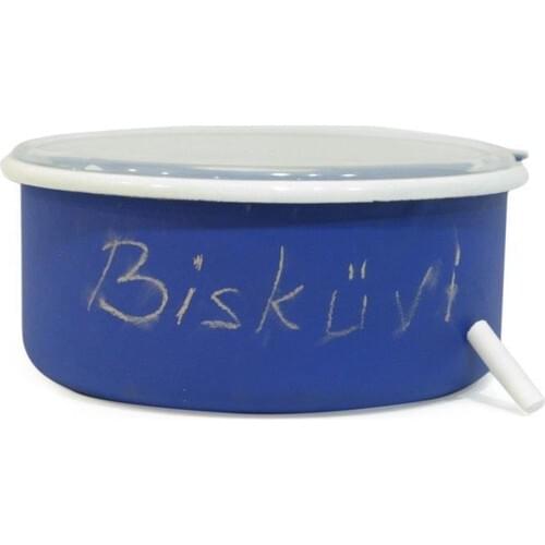 Lunart Matt Enamel Biscuit Storage Box (Chalk Yazılıp Erasable) Blue