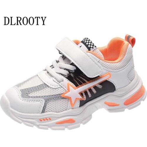 New Sport Children Shoes Kids Boys Girls Sneakers Spring Autumn Net Mesh Breathable Casual Shoes Hook & Loop Flat Running