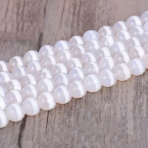 6-10mm Round Faceted White Circle Tibetan Buddhism Buddha DZI Agates Beads For Jewelry Making Beads 14'' DIY Beads Trinket