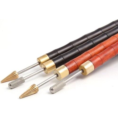1 Piece DIY Sandalwood Edge Oil Pen Brass Head Color Edge Oil Pen Edge Oil Artifact Leather Edge Treatment Tool