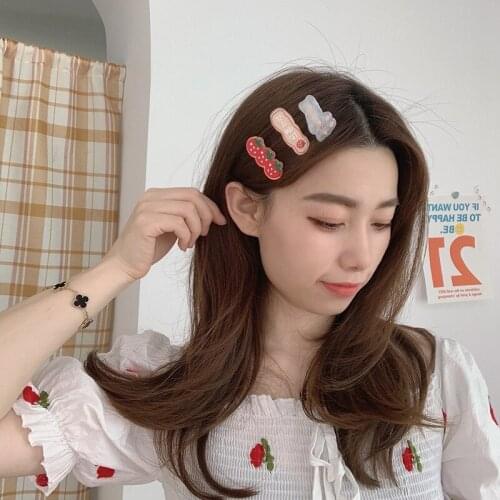 Cartoon Bear Rabbit Cute Acrylic Headdress Irregular Flowers Strawberry Alphabet Temperament Girl Hair Accessories Summer