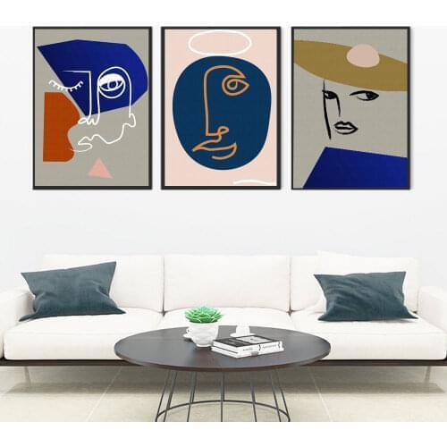 Minimalist Modern Abstract Face Posters And Prints Wall Art Pictures Nordic Fashion Style Living Room Canvas Painting Home Decor
