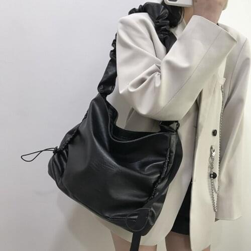 Fashion Retro Solid Color Crossbody Bag Women Pleated Cloud PU Totes Travel Streetwear Large Capacity Shoulder Messenger Pouch
