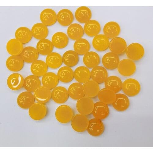 Fashion 4 6 8 10 12MM yellow Natural Stone beads round cabochon for jewelry making Ring accessories 50Pcs Free shipping no hole