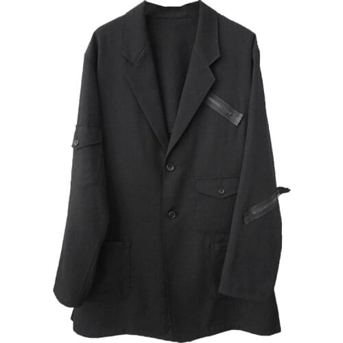 S-5XL 2020 Mens clothing fashion hair stylist Casual Show style zipper panel loose Multi Pocket Suit coat plus size costumes