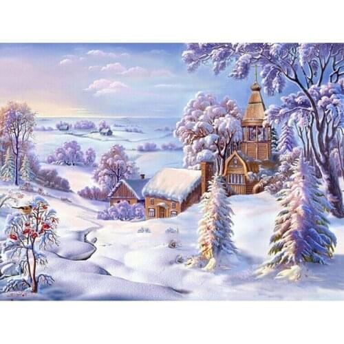 Snow house Cross Stitch Embroidery Kits scenery Cotton Thread Painting Diy Needlework Dmc New Year Home Christmas Gift