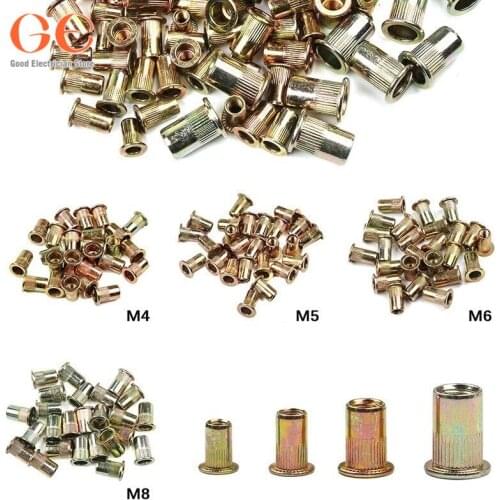 100PCS Rivet Carbon Steel Nut Tool Kit Mixed Zinc Steel Insert Nutsert Threaded bolts and nuts outside furniture thread