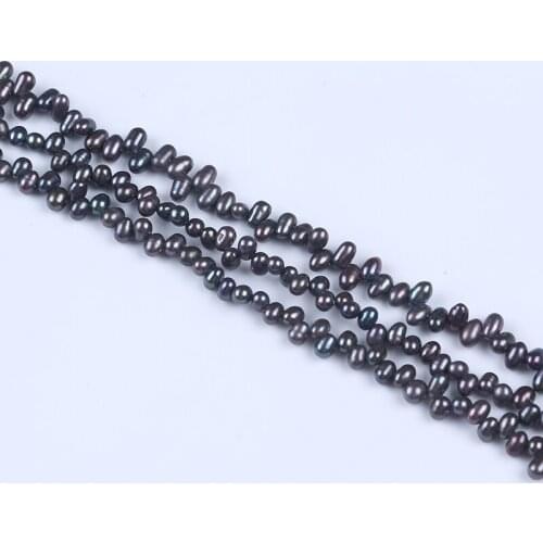 3.5-4mm Black Color Small Size Top-Drilled Rice Shape Pearl 100% Natural Bead Hot Selling Strands