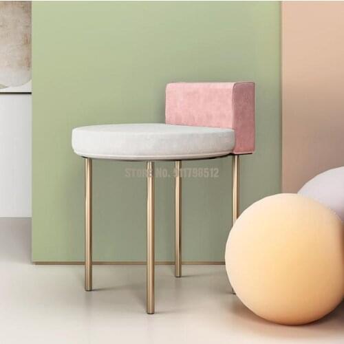 Nordic net red chair home backrest dressing chair iron dining chair light luxury ins wind cushion simple makeup stool