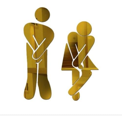 New 3D Mirror Surface Sticker Name Funny Toilet Entrance Sign DIY Toilet Wall Stickers For Door Hotel Toilette Decor Wall Decals