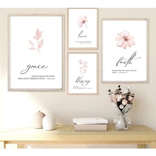 Grace Faith Love Blessings Bible Verse Quote Posters and Prints Scripture Minimalist Wall Art Canvas Painting Living Room Decor