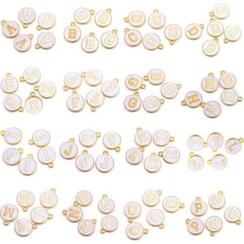 10PCS 26 Letters Enamel Charms For Jewelry Making 4 Colors Alloy Alphabet DIY Women Bracelets Anklets Pendants Accessories