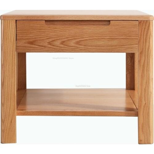 All Solid Wood Coffee Table Sofa Side Table Oak Corner Table Nordic Side Table With Drawer Environmental Protection Living Room