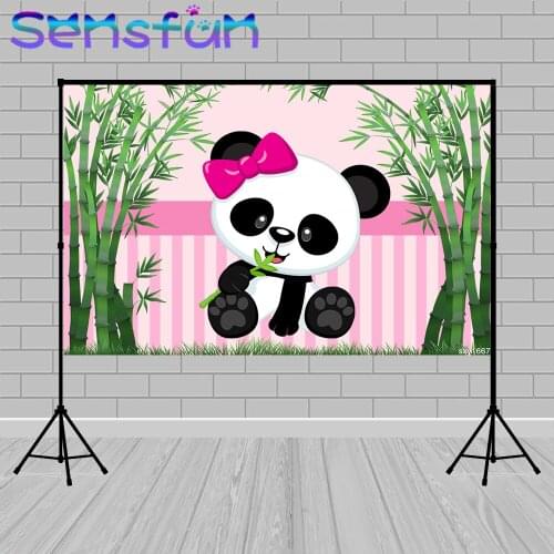 Custom Baby Bus Backdrop for Kids Birthday Party Decor Banner Cartoon Panda Baby Shower Photo Background Studio Photozone