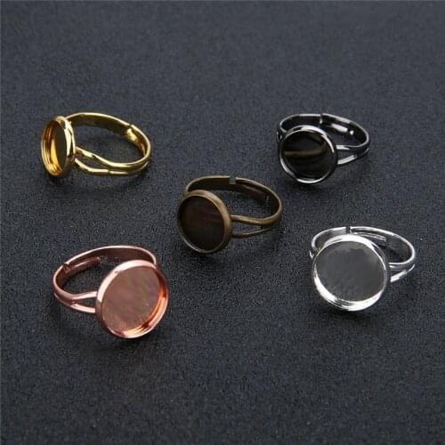 10pcs/lot Adjustable Blank Ring Base Fit Dia 10 12 14 16 18 20 25 mm Glass Cabochons Cameo Settings Tray Diy Jewelry Making Ring