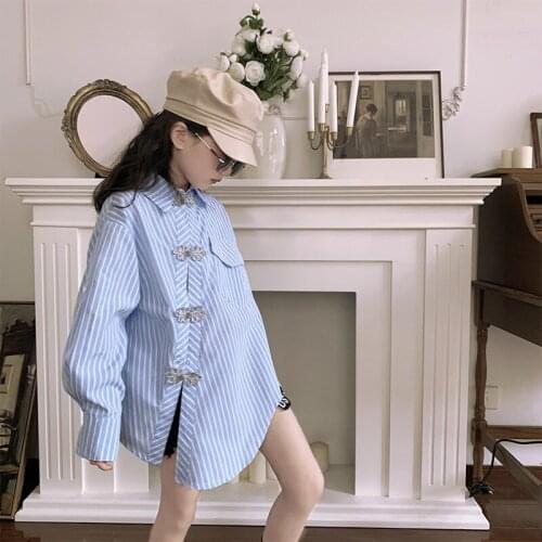 Focus Shirt 2020 Summer New Korean Version of The Childrens Plate Buttons Irregular Stripes Casual Sunscreen Coat