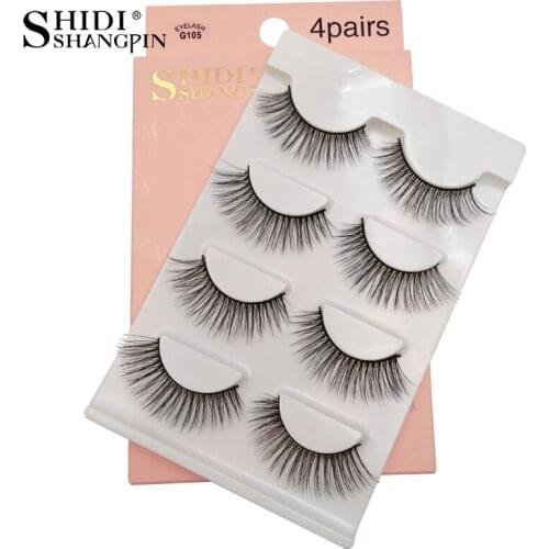 SHIDISHANGPIN 4 Pairs False Eyelashes 3d Lashes Messy Makeup Fake Eye Lashes Natural Cilios 3d Maquiagem Mink Eyelashes G105