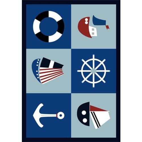 Blue Cute Cartoon Pattern Children Room Carpet Modern Design Style Living Room Area Rug Home Boy Room Crawling Mat Outdoor Rug