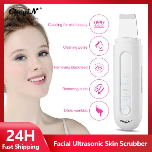 CkeyiN Facial Ultrasonic Skin Scrubber Spatula lackhead Remover Pore Cleaner Ion EMS Face Deep Cleaning Dead Skin Peeling 50