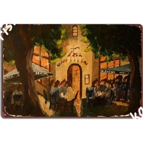 Cozy Bavarian Tavern In A Warm Summer Night Metal Plaque Poster Cinema Garage Printing Party Wall Decor Tin Sign Poster