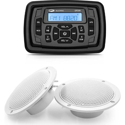 Marine Radio Bluetooth Audio Boat Stereo Waterproof Radio FM AM Receiver Car MP3 Player+4" Marine Speaker For ATV UTV Motorcycle