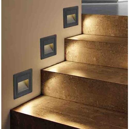 BEIAIDI 58MM 86MM Waterproof LED Step Stair Light Reccessed Stairway Pathway Hallway Wall Corner Lamp Outdoor LED Footlight