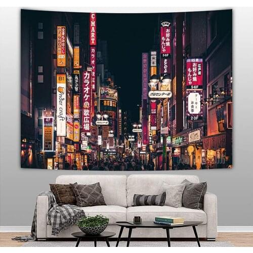 Japanese City Tapestry Wall Hanging Street Scene Art For Bedroom Aesthetic Living Room Asian Decor