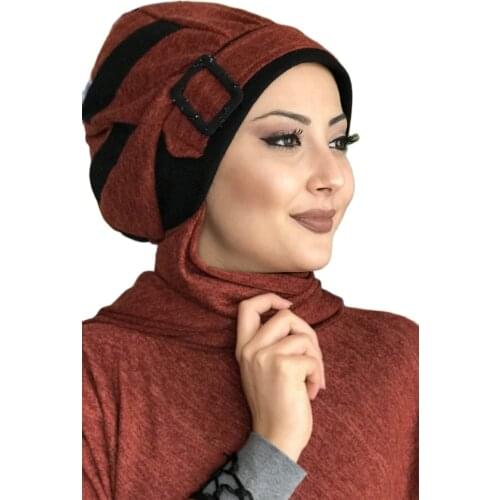 New Fashion 2021 Women Hijab Scarf Kerchief Hat Bonnet Hijab Islamic Clothing Sultanate Red Black Stripe Ready Shawl
