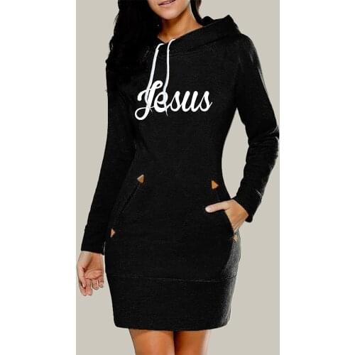 Spring and Autumn Ladies Hooded Sweatshirt Long Sleeve Dress Ladies Clothing Hooded Pocket Pullover Dress vetement femme 2021