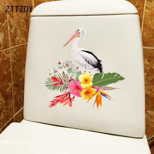 ZTTZDY 22.6×23.4CM Bird From Flowers Classic Cartoon Toilet Stickers Personality Home Wall Decoration T2-1121