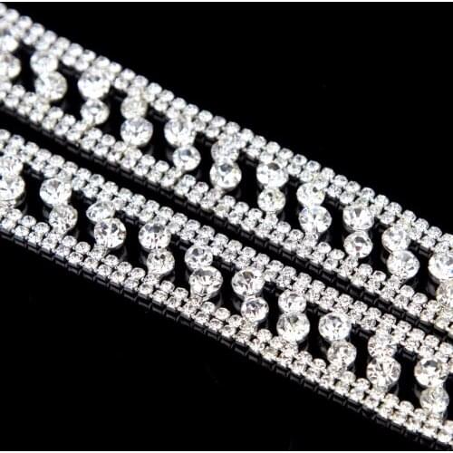 10Yards Clear Rhinestone Sew On Glue Gold Chain Silver Close Chain Trim Trimming DIY Sewing Accessories Art Craft Hot