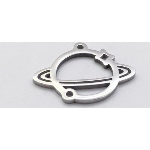 100% Stainless Steel Hollow Earth Planet Charm Pendant For Jewelry Making Metal Planet Charms Mirror Polished Wholesale 20pcs