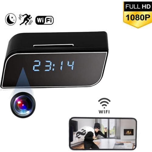 1080P WIFI Mini Camera Time Alarm Wireless Nanny Clock P2P IP Security Night Vision Motion Detection Home Secret Hidden TF Card